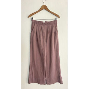 Free People Beach S Wide Leg Pants Mauve Pleated Pockets Relaxed Boho Baggy